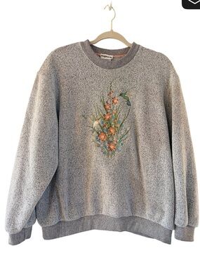 Bonworth embroidered floral hummingbird sweatshirt size PL